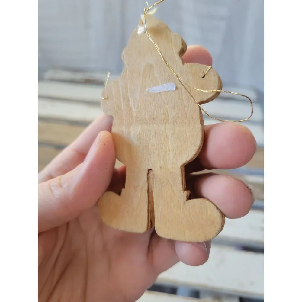 Santa Bell‎ country wooden handmade ornament Xmas holiday tree